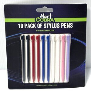 Mart Cobra 10 Pack Stylus Pens Nintendo 2DS Touchscreen Colorful Accessory Gamin